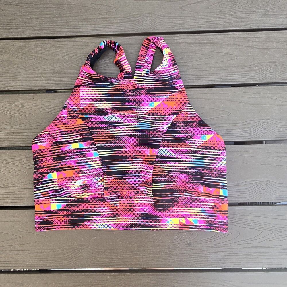 TYR Pink/black Striped Amira Swim Top, Women's Size Small New Sample